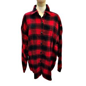 VTG Francois Girbaud Flannel Plaid Shirt Sz Large VERY Oversized Wool Blend READ